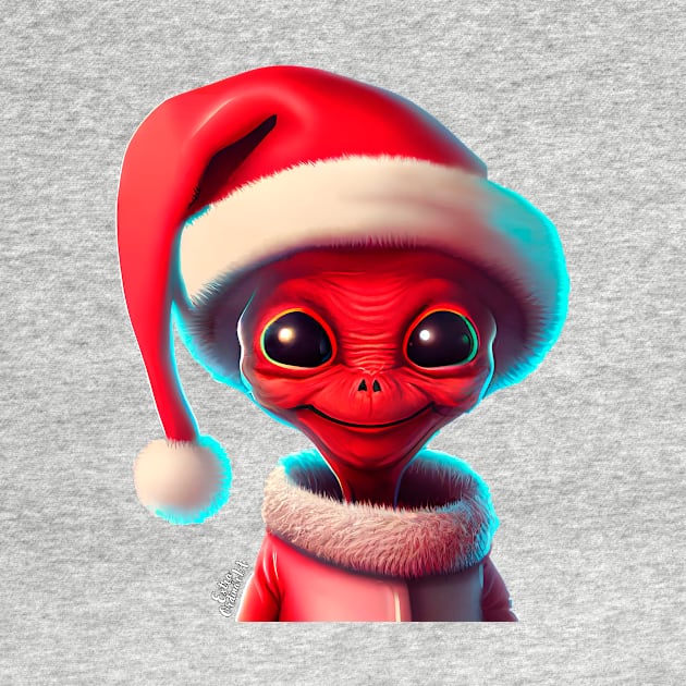 Christmas cute alien with Santa hat by extraordinar-ia